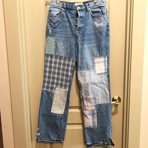 We The Free People Jeans Womens 29  Patchwork Distressed Button Fly Boho